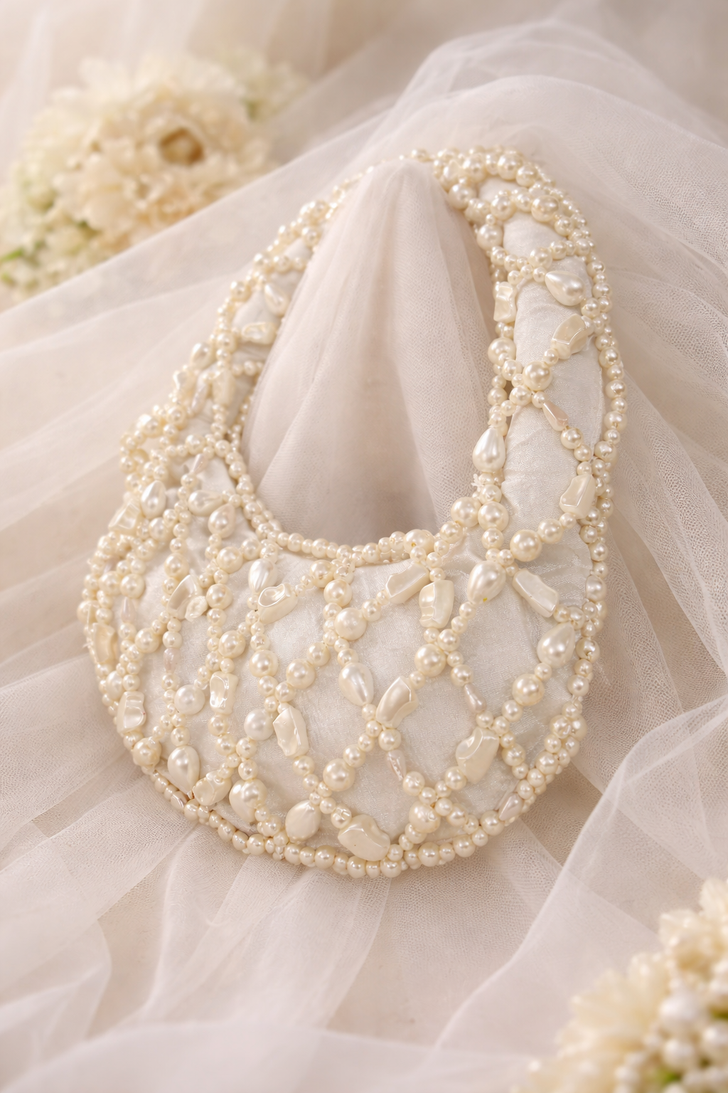 Handcrafted Pearl Bag – Elegant Bridal & Party Wear Hand bag