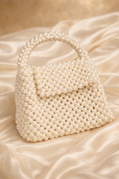 Elegant Off White Pearl Handbag | Timeless Luxury Statement Bag