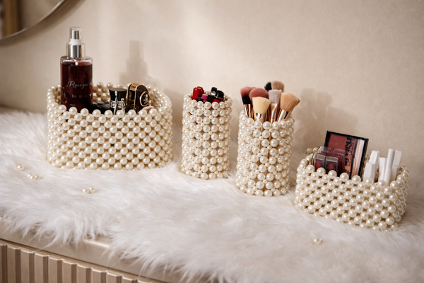 Pearl Vanity Organizer – Luxury Makeup & Beauty Storage (Pack of 4)
